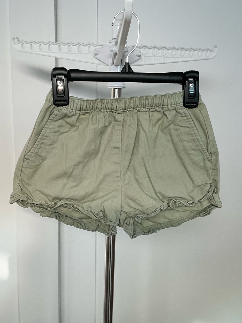 Girls Shorts (size 7) Cotton Elastic Waist Ruffle Shorts - Lavender, Black, Sage - Picture 8 of 10